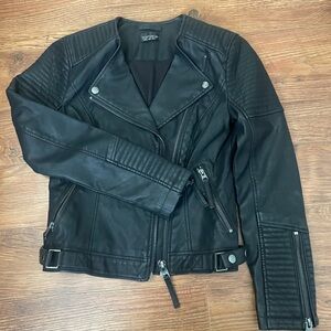 Topshop Black Leather Moto Jacket